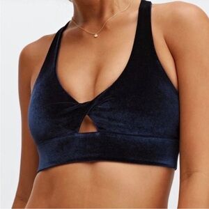 Fabletics Women's Velvet Bralette - Navy - XS-S
